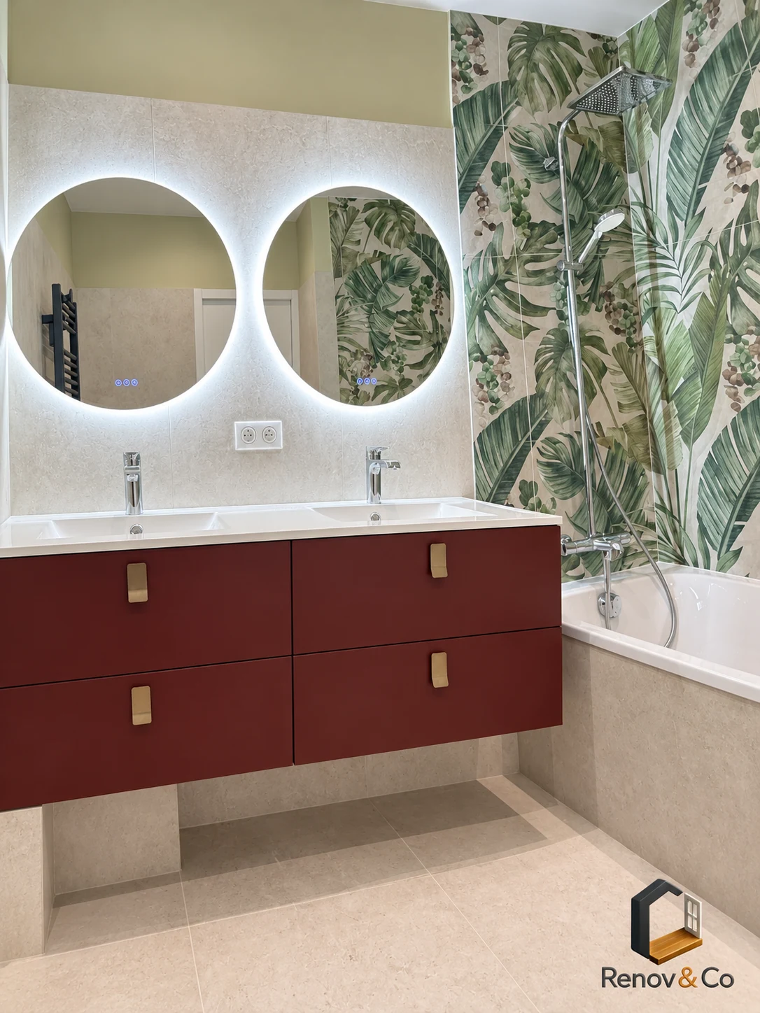 Salle de bains et décor végétal — appartement à Saint-Germain-en-Laye